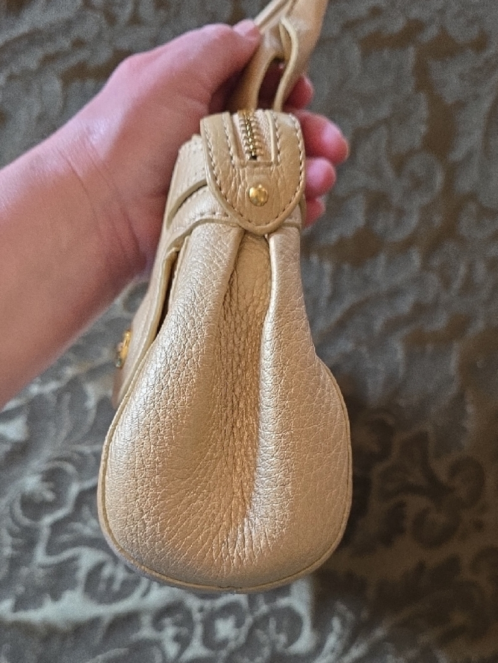 Cole Haan Blush Beige Leather Shoulder Bag with Gold Hardware - Picture 13 of 15